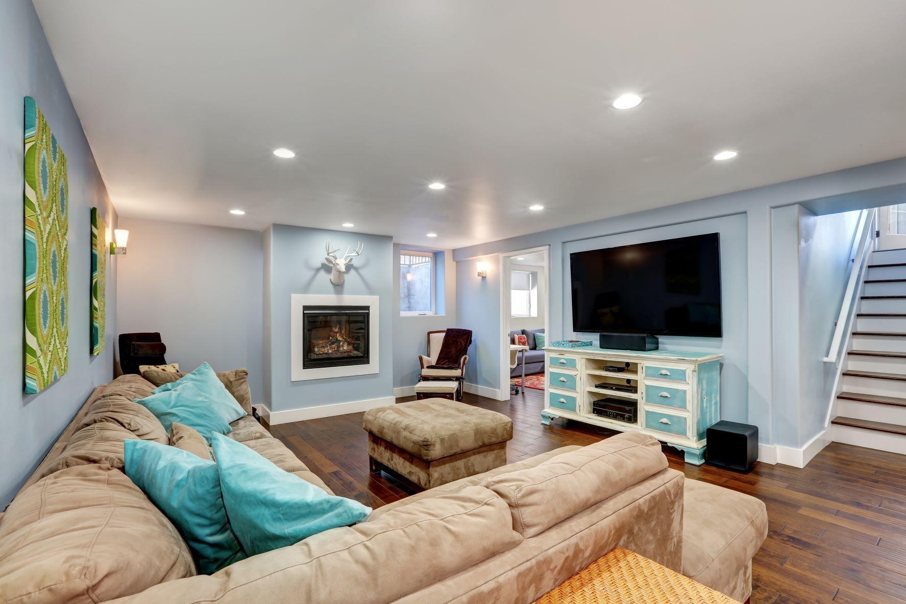 Example picture of a refinished basement 