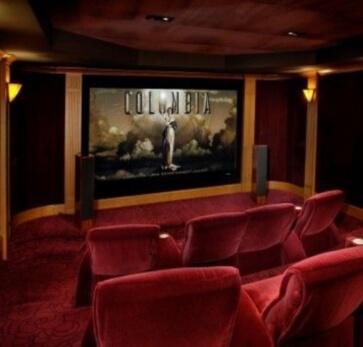 Media Room with large screen and recliners